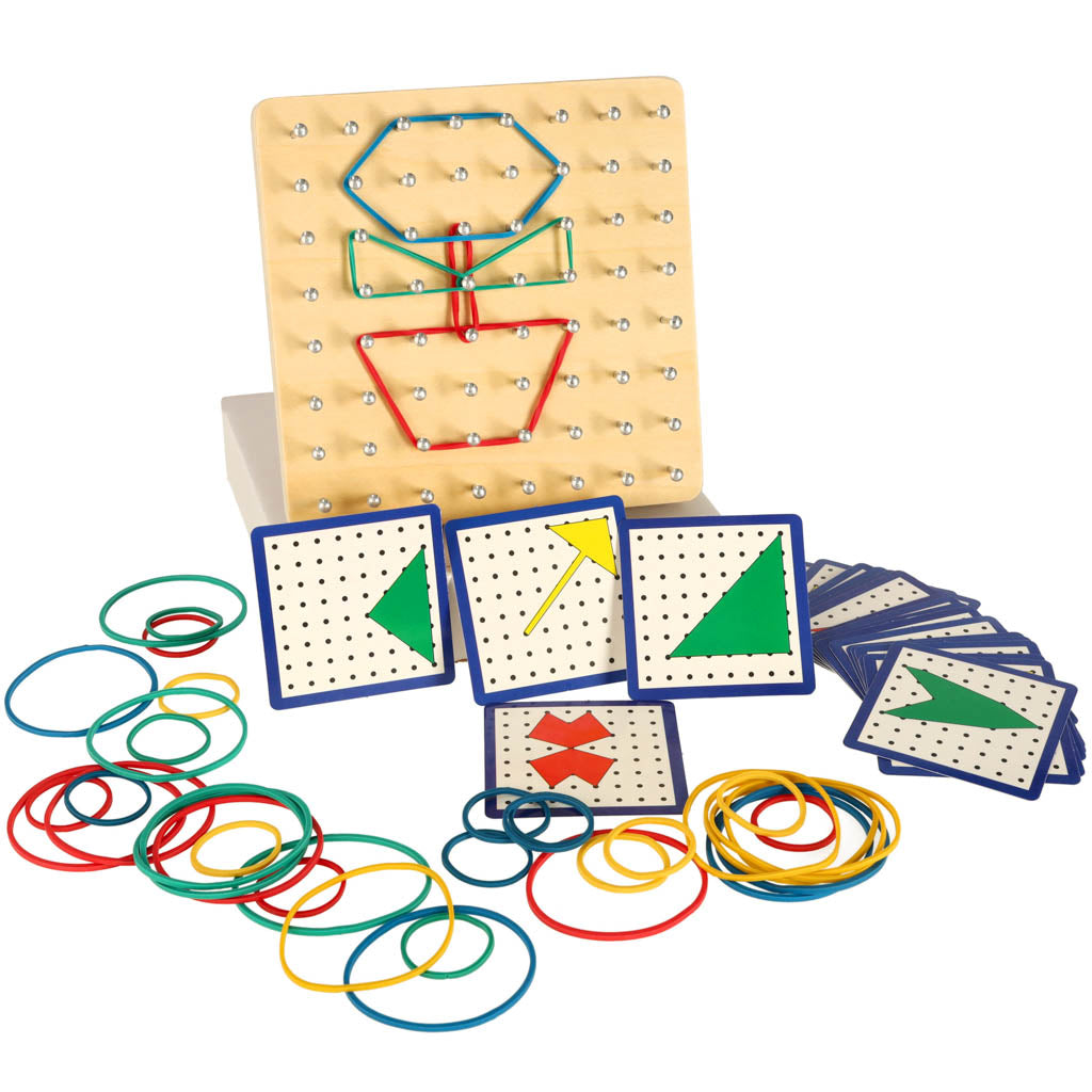 Geoboard Geoplan medinė dėlionė, kurianti figūras su gumytėmis - vaizdas 2