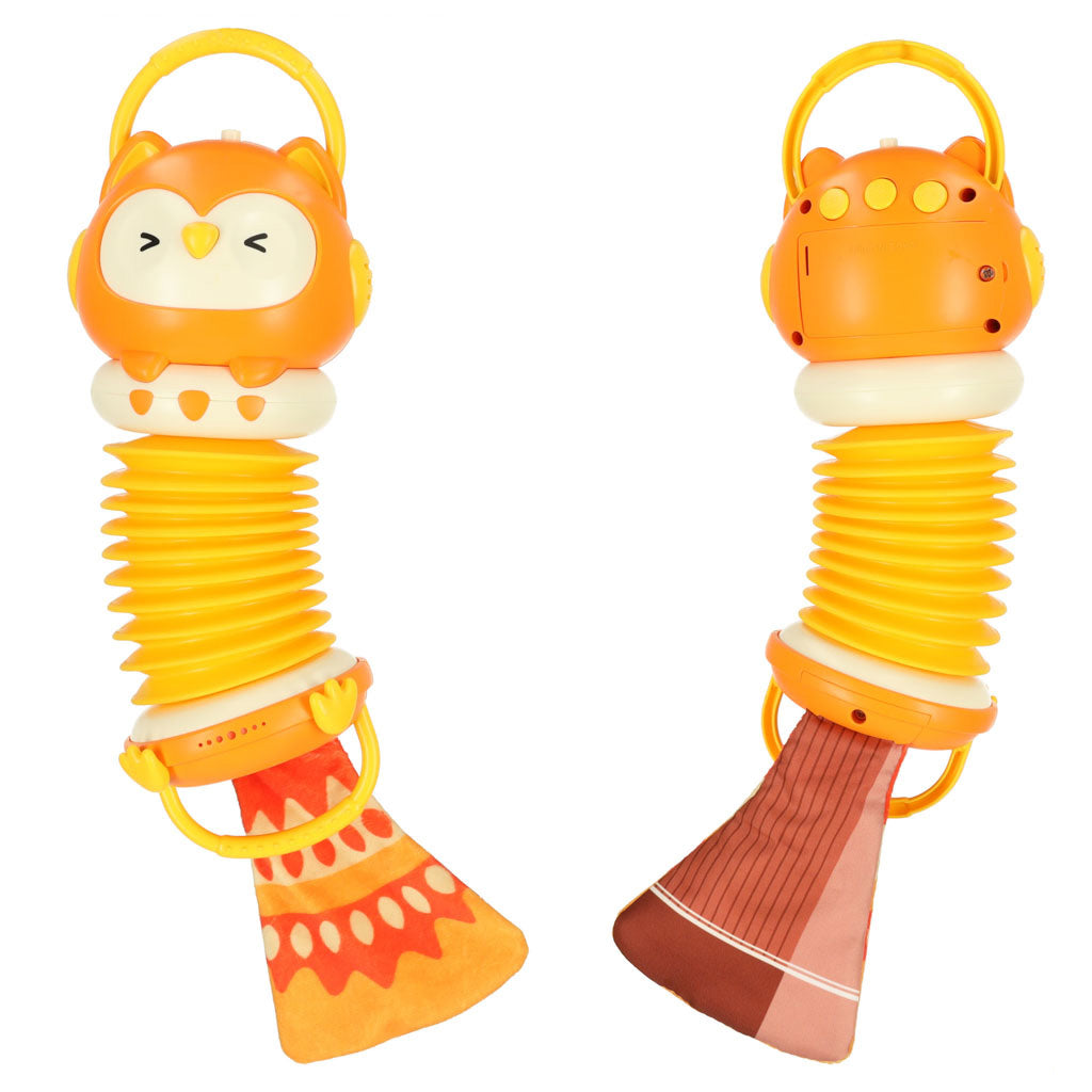 Harmonija akordeonas, sensorinė žaislinė pelėda vaikams, oranžinė – vaizdas 4