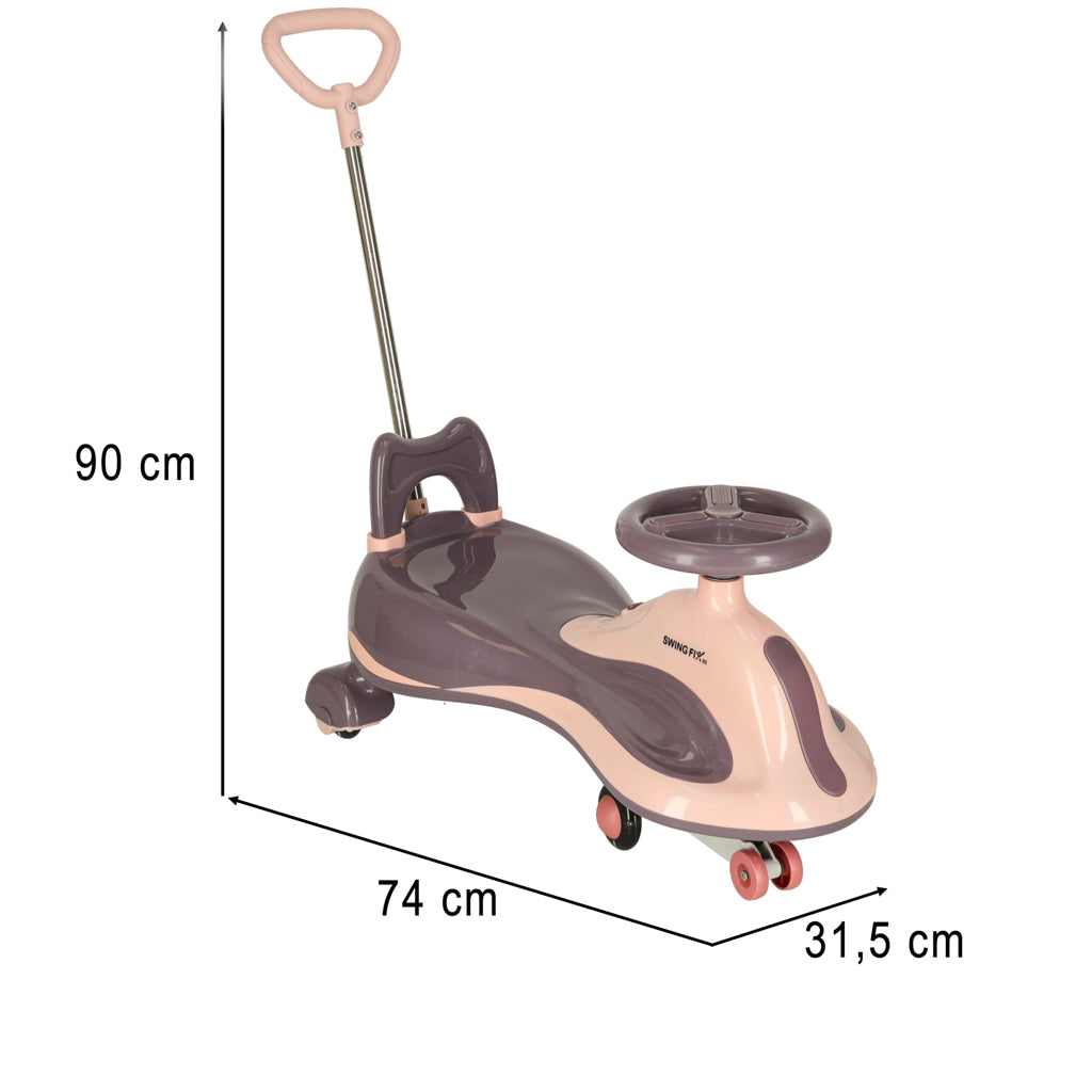 Gravitacinė paspiriama mašinėlė LED Swing FIX S2, motorolerio tipo, su stūmimo rankena, violetinė, maks. 100 kg