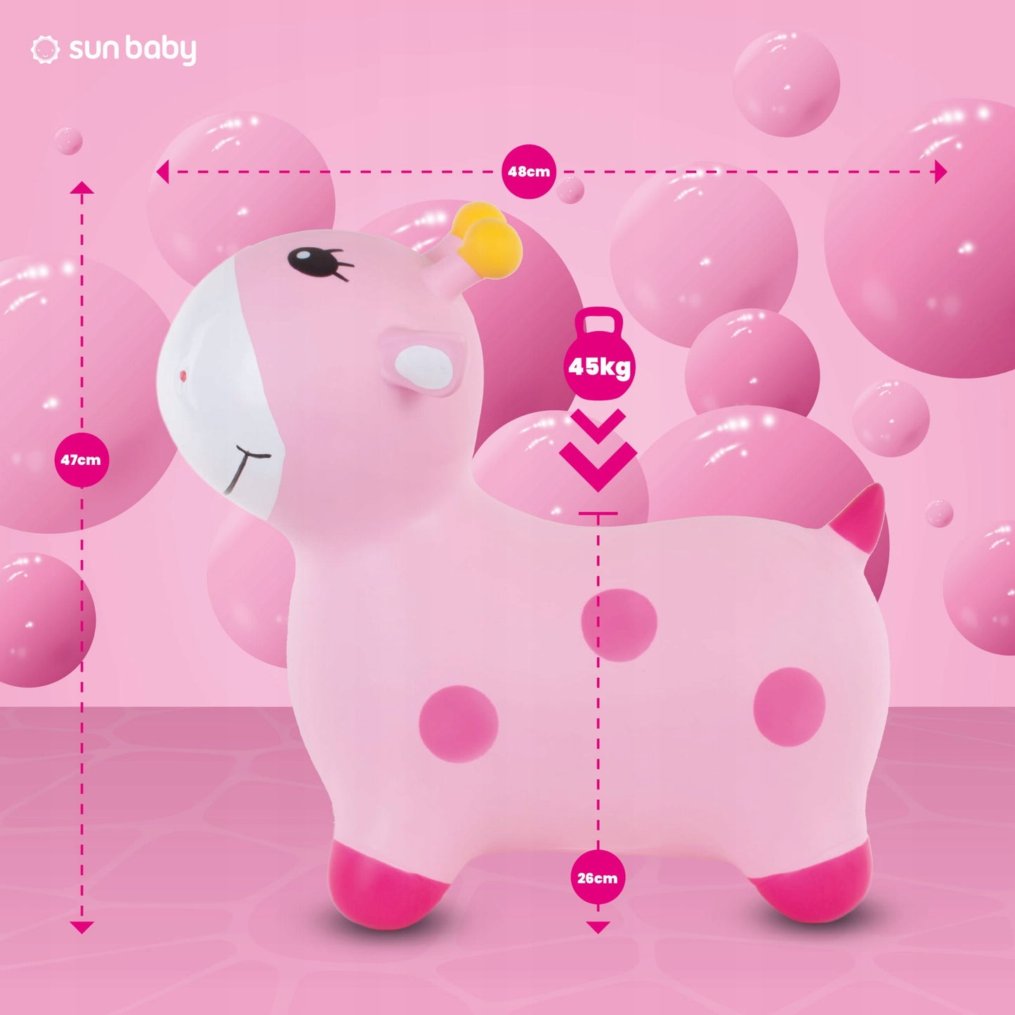 Rožinis pripučiamas šokliukas, vaikiška žirafa – vaizdas 3