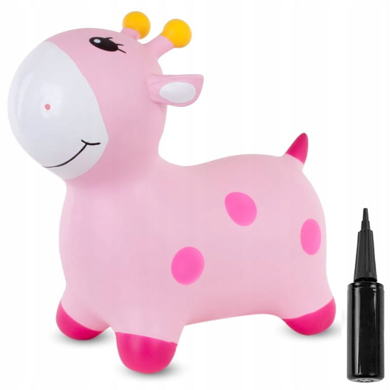 Vaikiškas šokliukas žirafa vaikams nuo metų, rožinis, komplekte pompa – vaizdas 2
