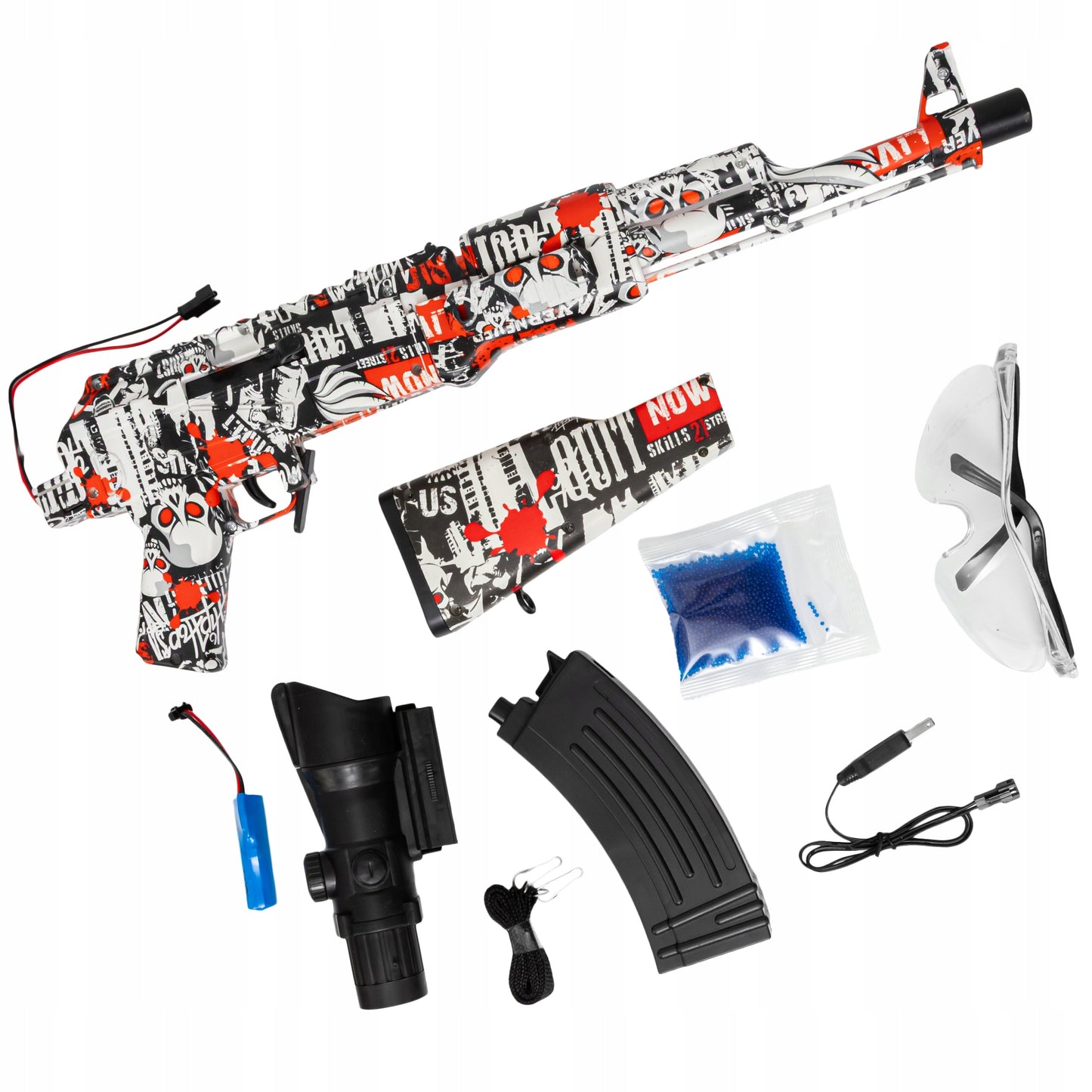 Automatinis šautuvas su gelinėmis kulkomis, dviem šaudymo režimais ir pilnu priedų komplektu - vaizdas 8