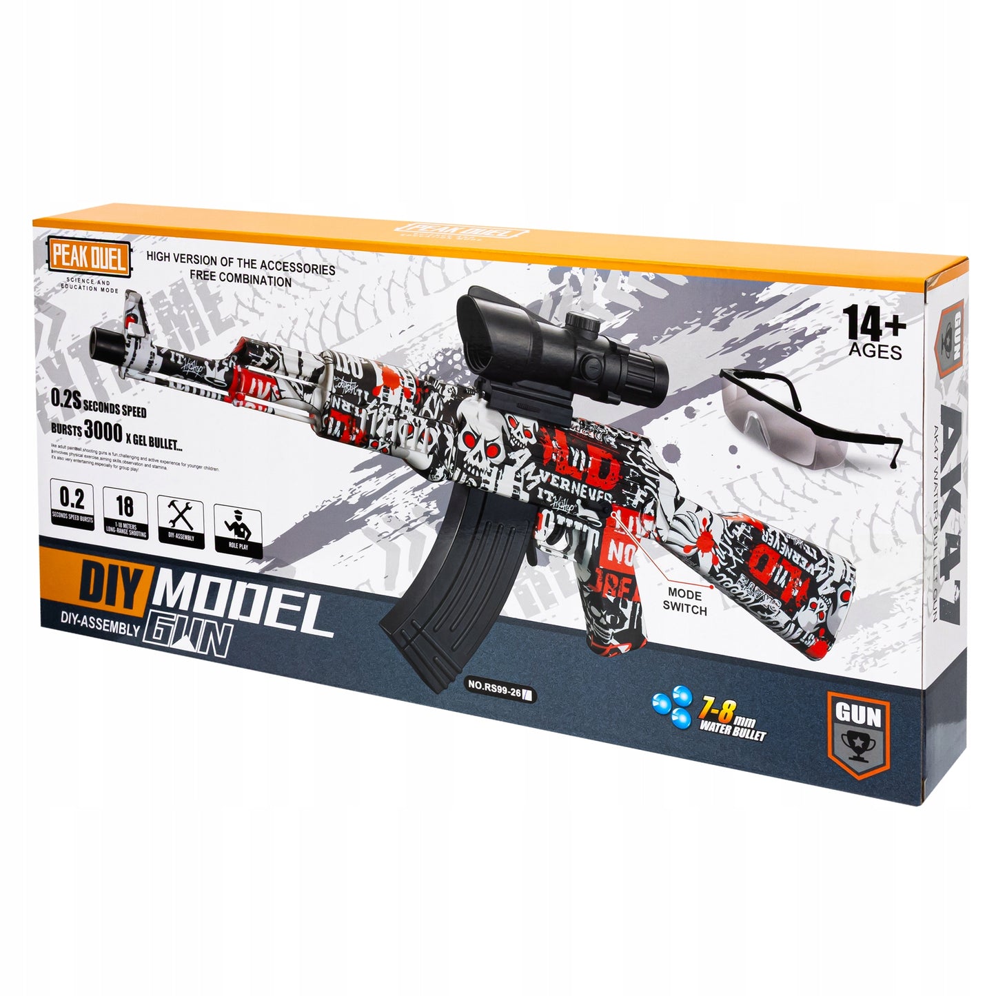 Automatinis šautuvas su gelinėmis kulkomis, dviem šaudymo režimais ir pilnu priedų komplektu - vaizdas 9