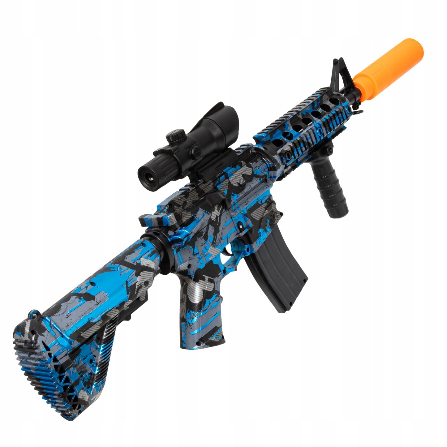 Automatinis šautuvas su gelinėmis kulkomis, LED šviesa ir apsauginiais akiniais - pagrindinis vaizdas