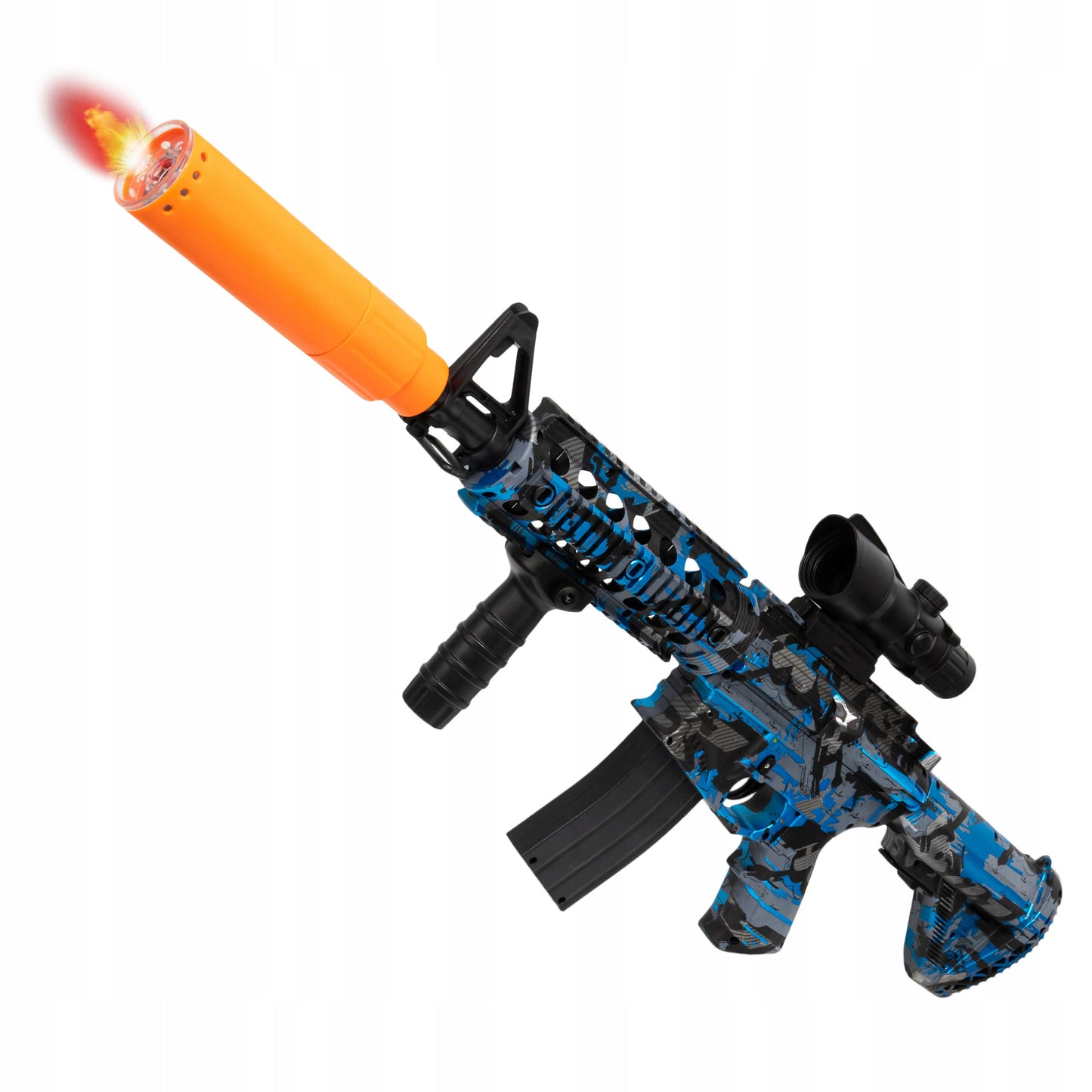 Automatinis šautuvas su gelinėmis kulkomis, LED šviesa ir apsauginiais akiniais - vaizdas 3