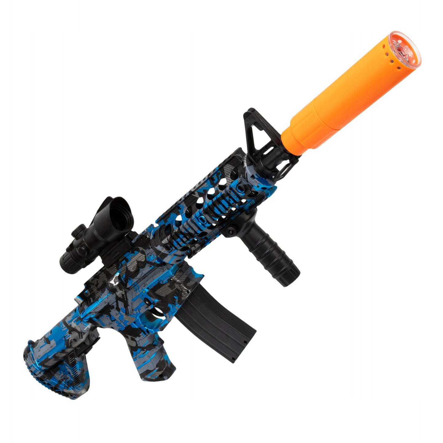 Automatinis šautuvas su gelinėmis kulkomis, LED šviesa ir apsauginiais akiniais - vaizdas 5