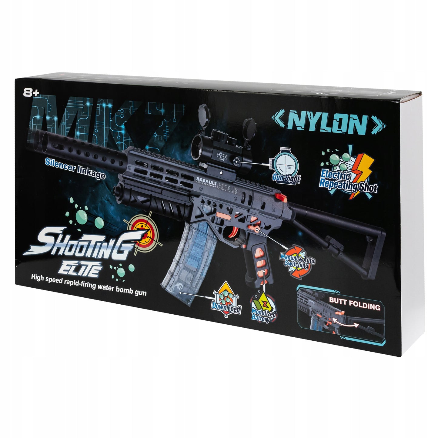 Automatinis pistoletas su gelinėmis kulkomis - didelis žaidimo rinkinys, 70 cm ilgio - vaizdas 7