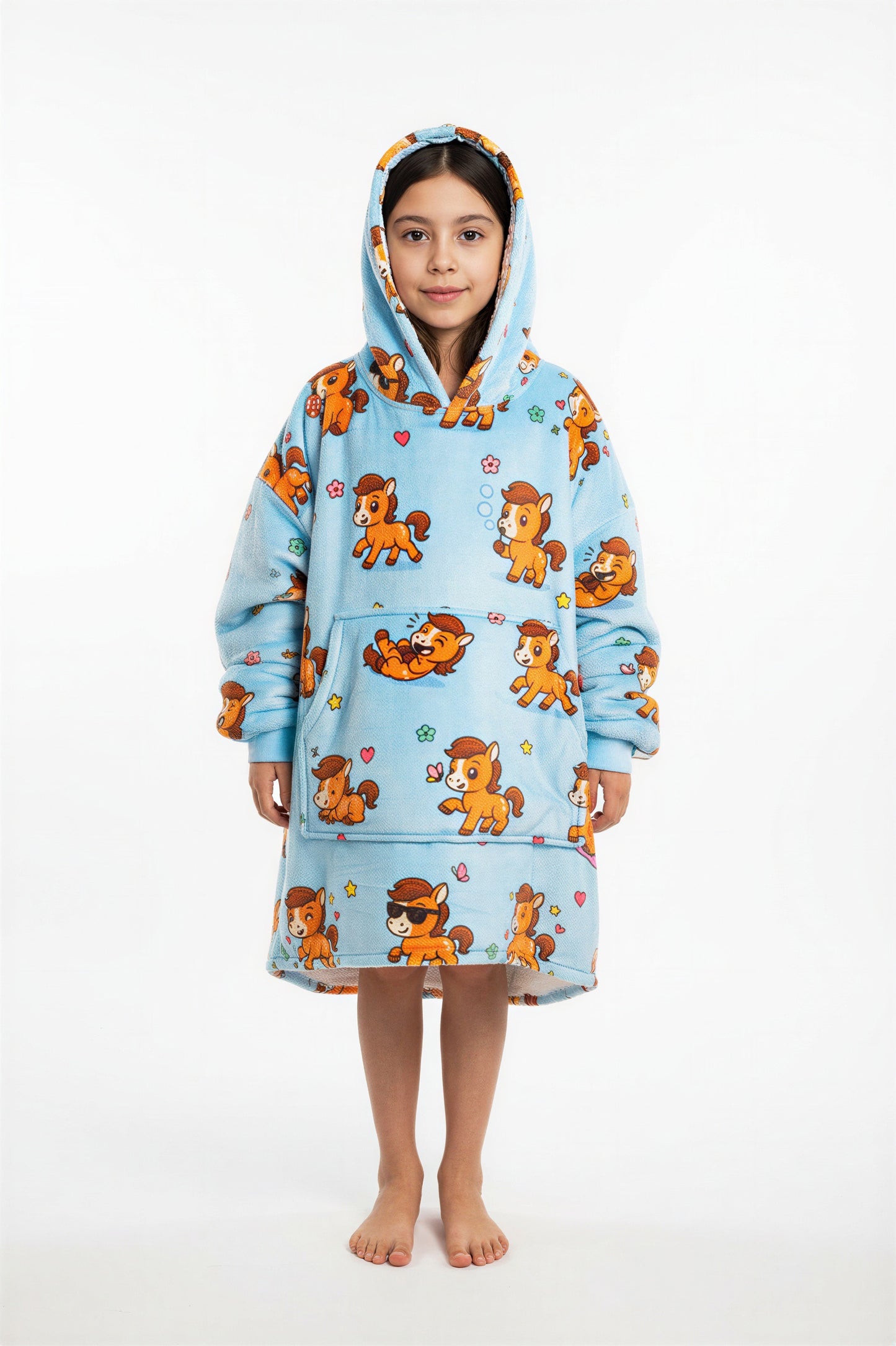 Vaikiškas džemperis-antklodė su gobtuvu (oversize)