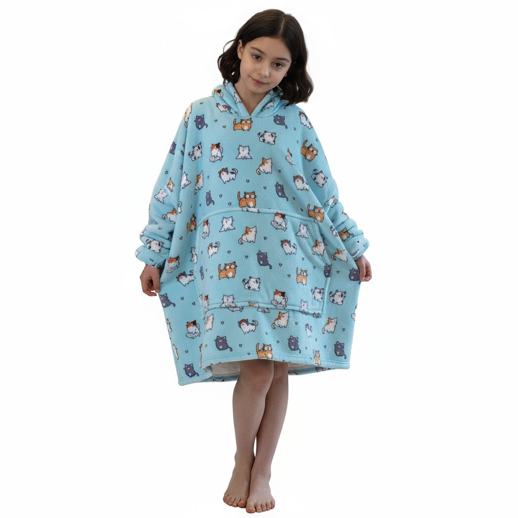 Vaikiškas džemperis-antklodė su gobtuvu (oversize)