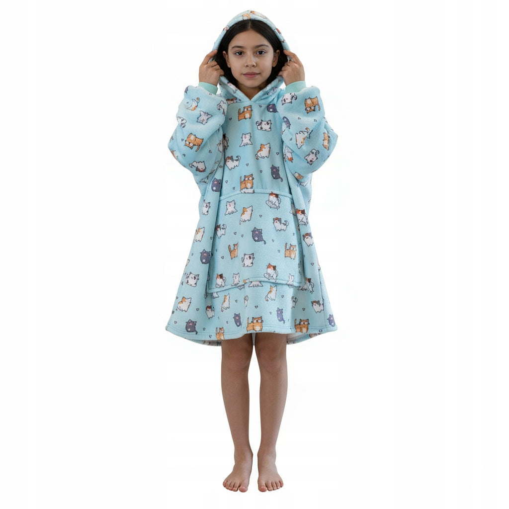 Vaikiškas džemperis-antklodė su gobtuvu (oversize)