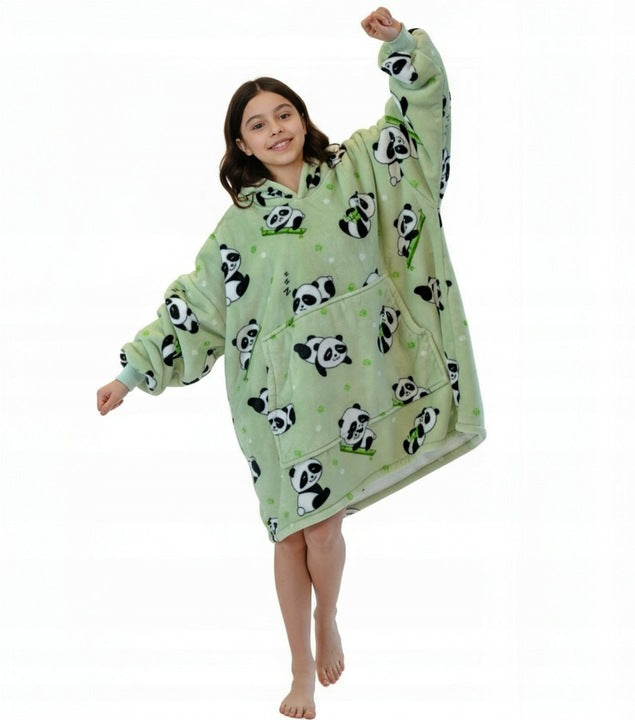 Vaikiškas džemperis-antklodė su gobtuvu (oversize)