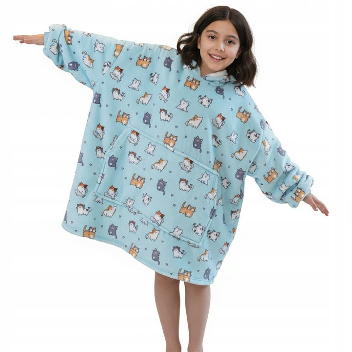 Vaikiškas džemperis-antklodė su gobtuvu (oversize)