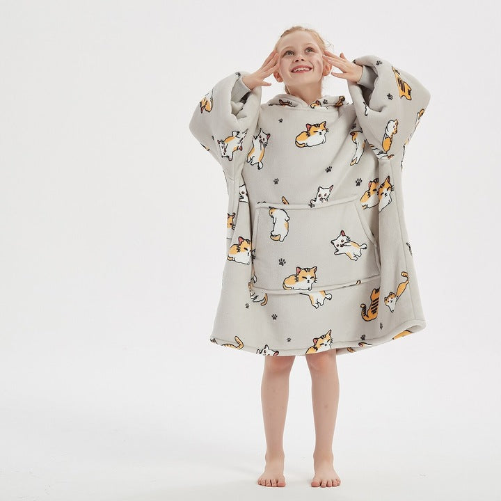 Vaikiškas džemperis-antklodė su gobtuvu (oversize)