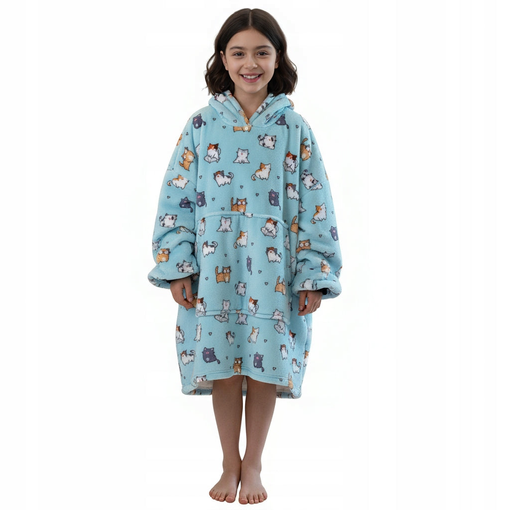 Vaikiškas džemperis-antklodė su gobtuvu (oversize)