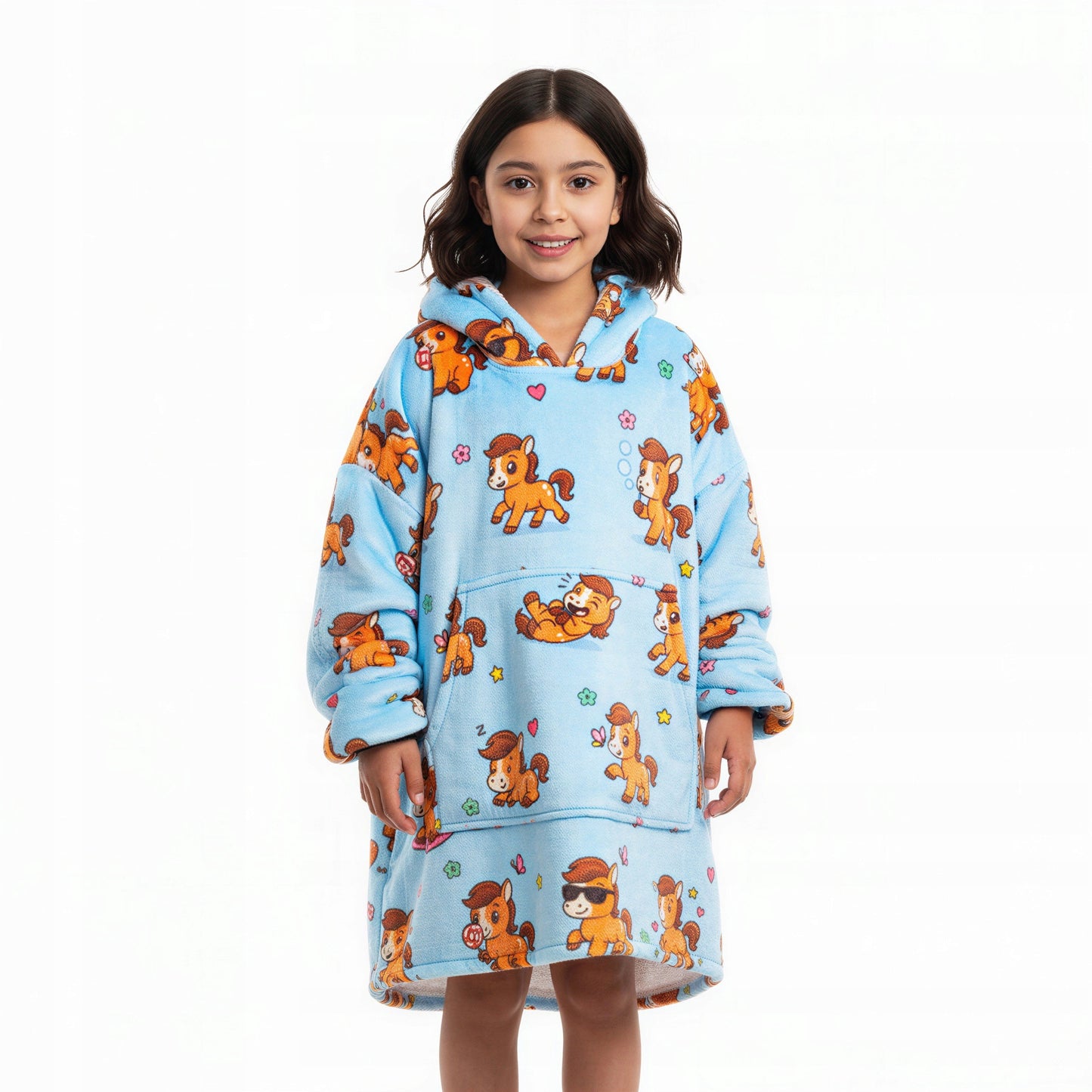 Vaikiškas džemperis-antklodė su gobtuvu (oversize)