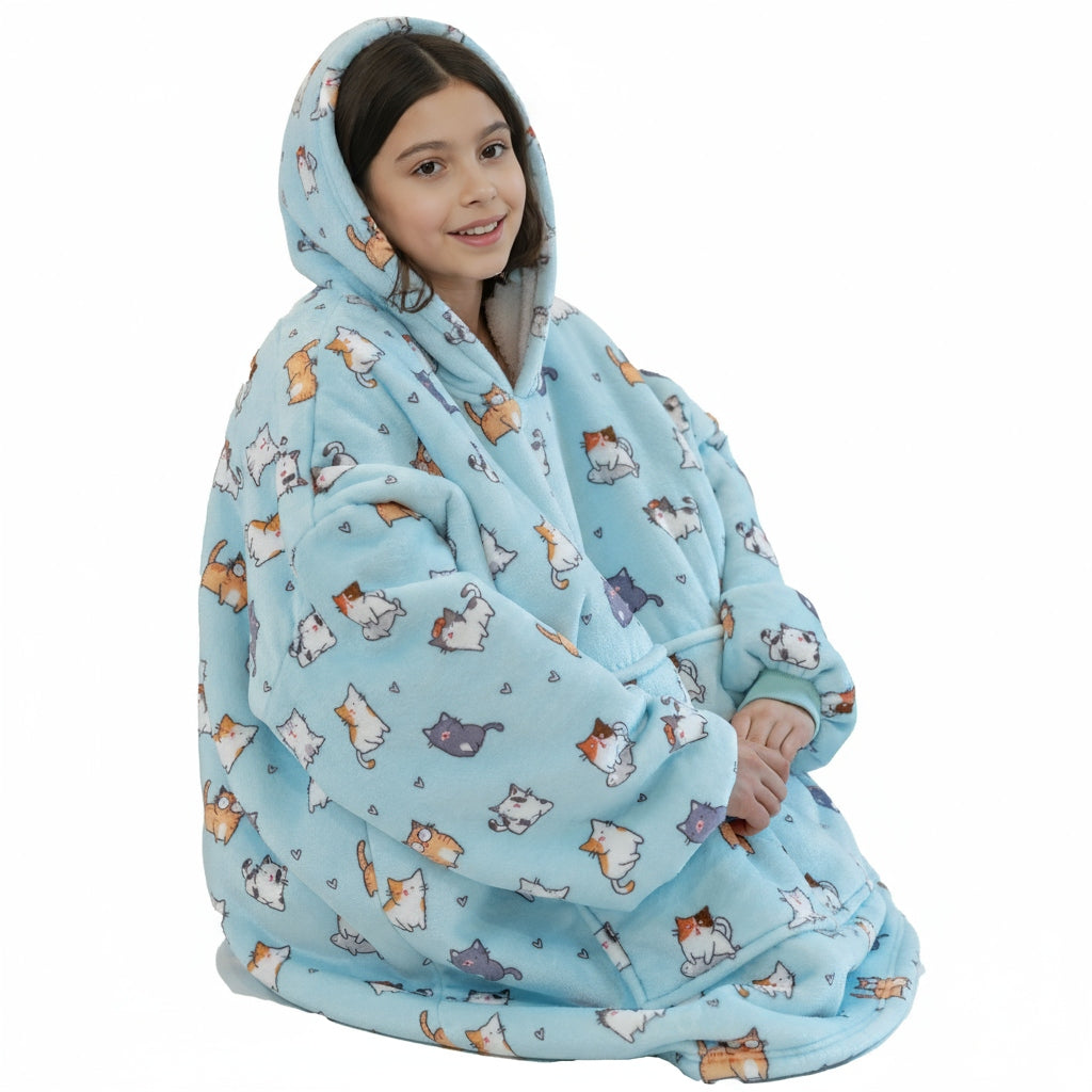 Vaikiškas džemperis-antklodė su gobtuvu (oversize)