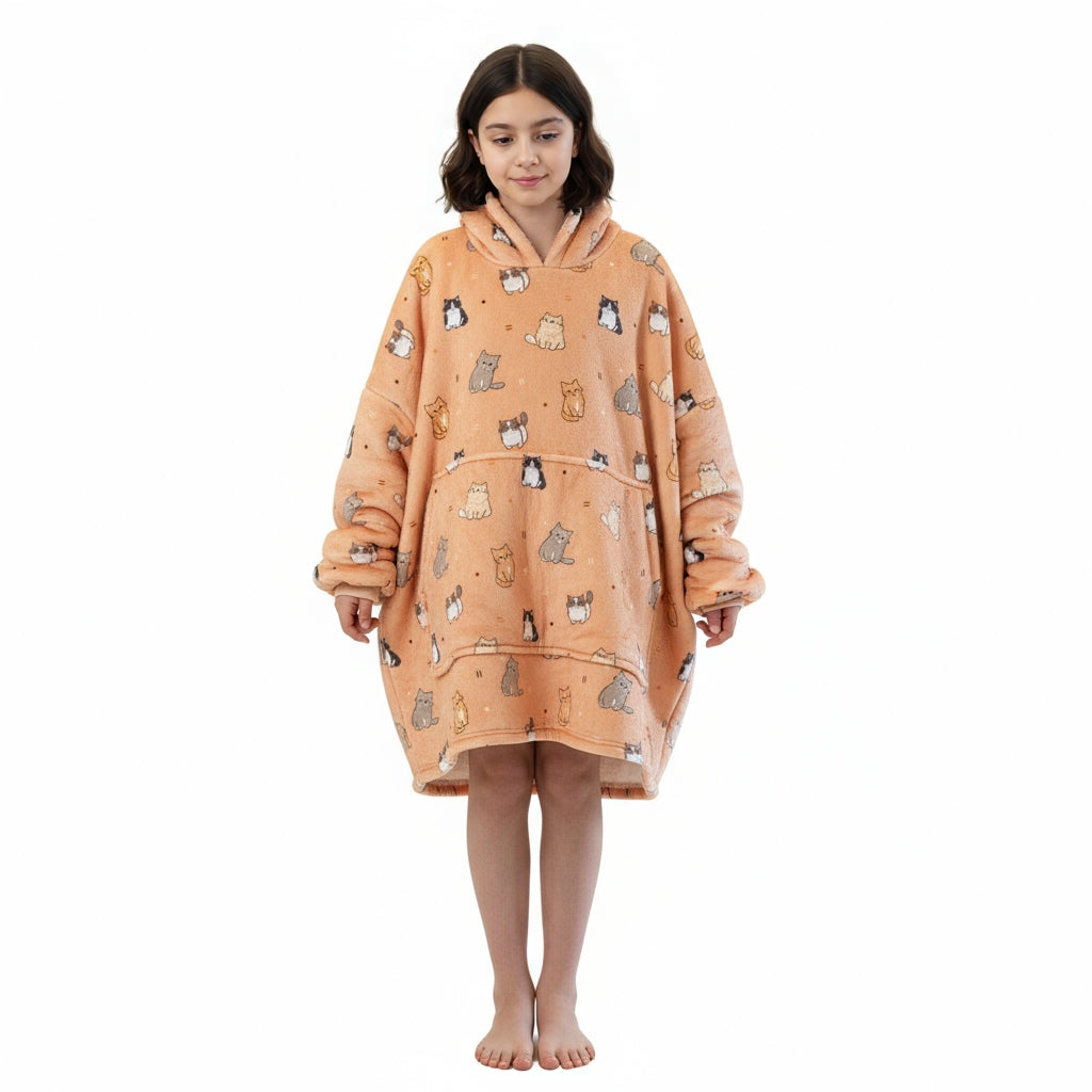 Vaikiškas džemperis-antklodė su gobtuvu (oversize)