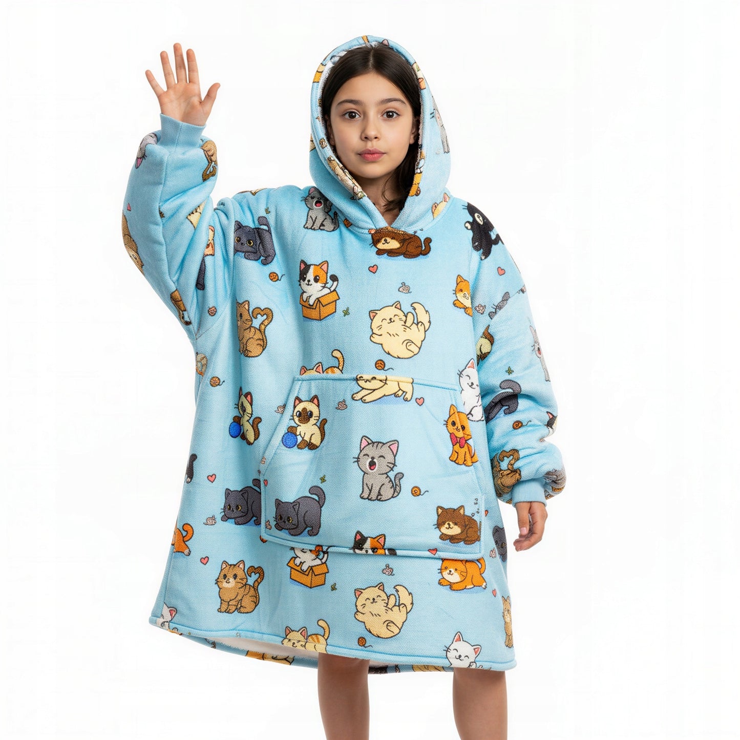 Vaikiškas džemperis-antklodė su gobtuvu (oversize)