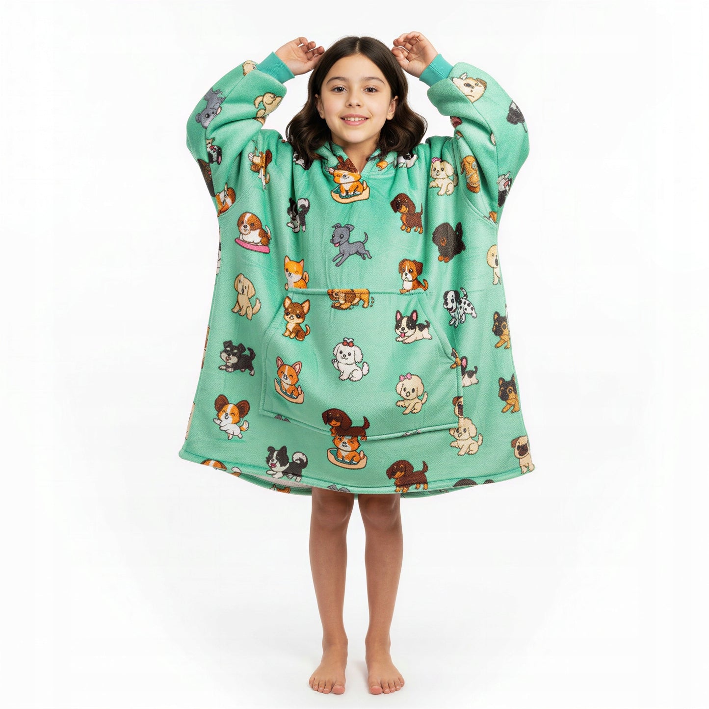 Vaikiškas džemperis-antklodė su gobtuvu (oversize)