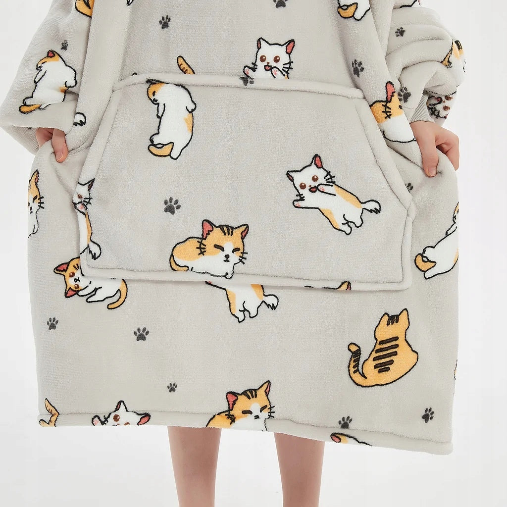 Vaikiškas džemperis-antklodė su gobtuvu (oversize)