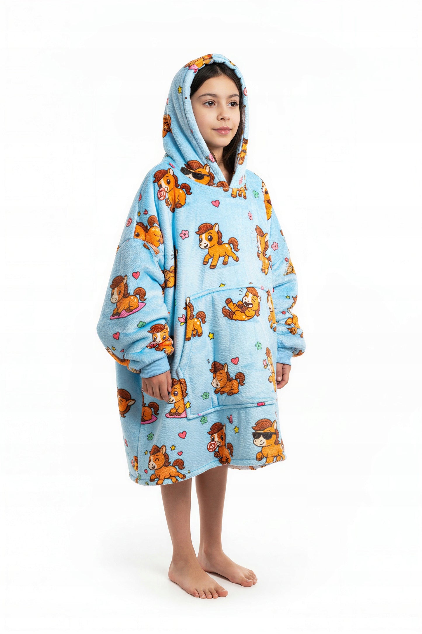 Vaikiškas džemperis-antklodė su gobtuvu (oversize)