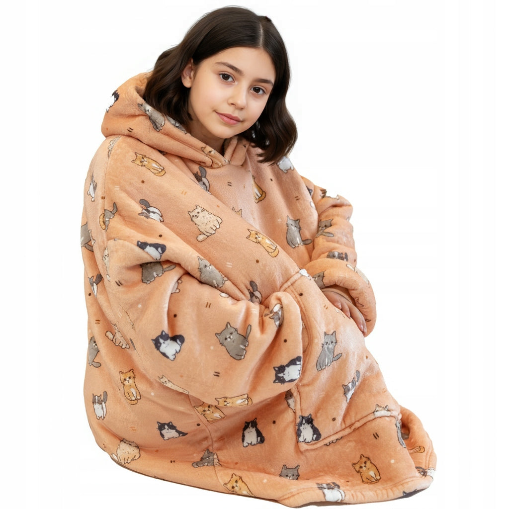Vaikiškas džemperis-antklodė su gobtuvu (oversize)
