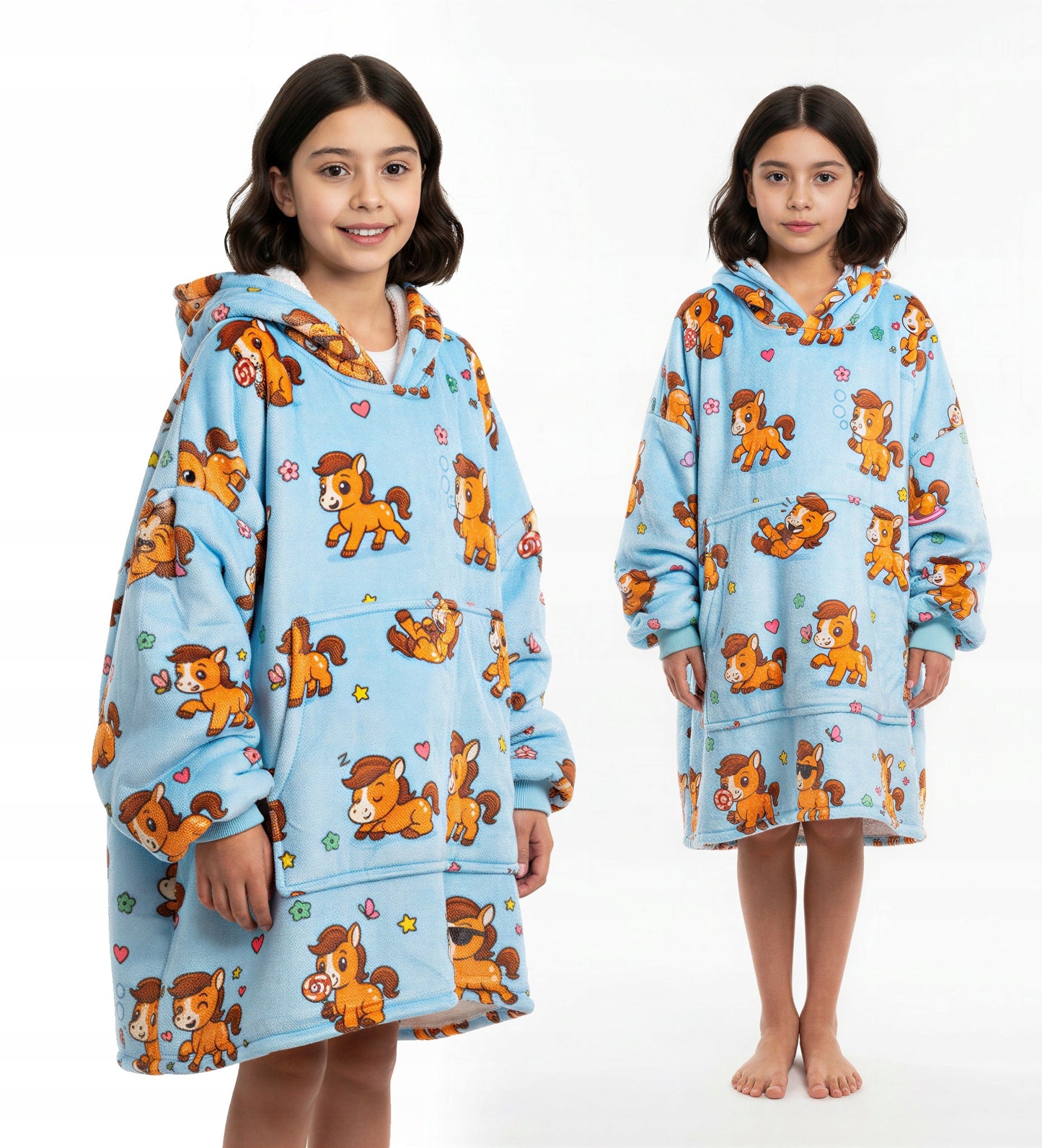 Vaikiškas džemperis-antklodė su gobtuvu (oversize)