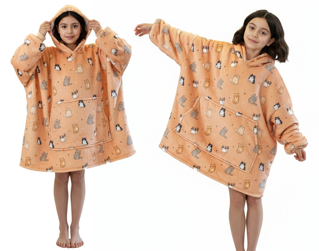 Vaikiškas džemperis-antklodė su gobtuvu (oversize)