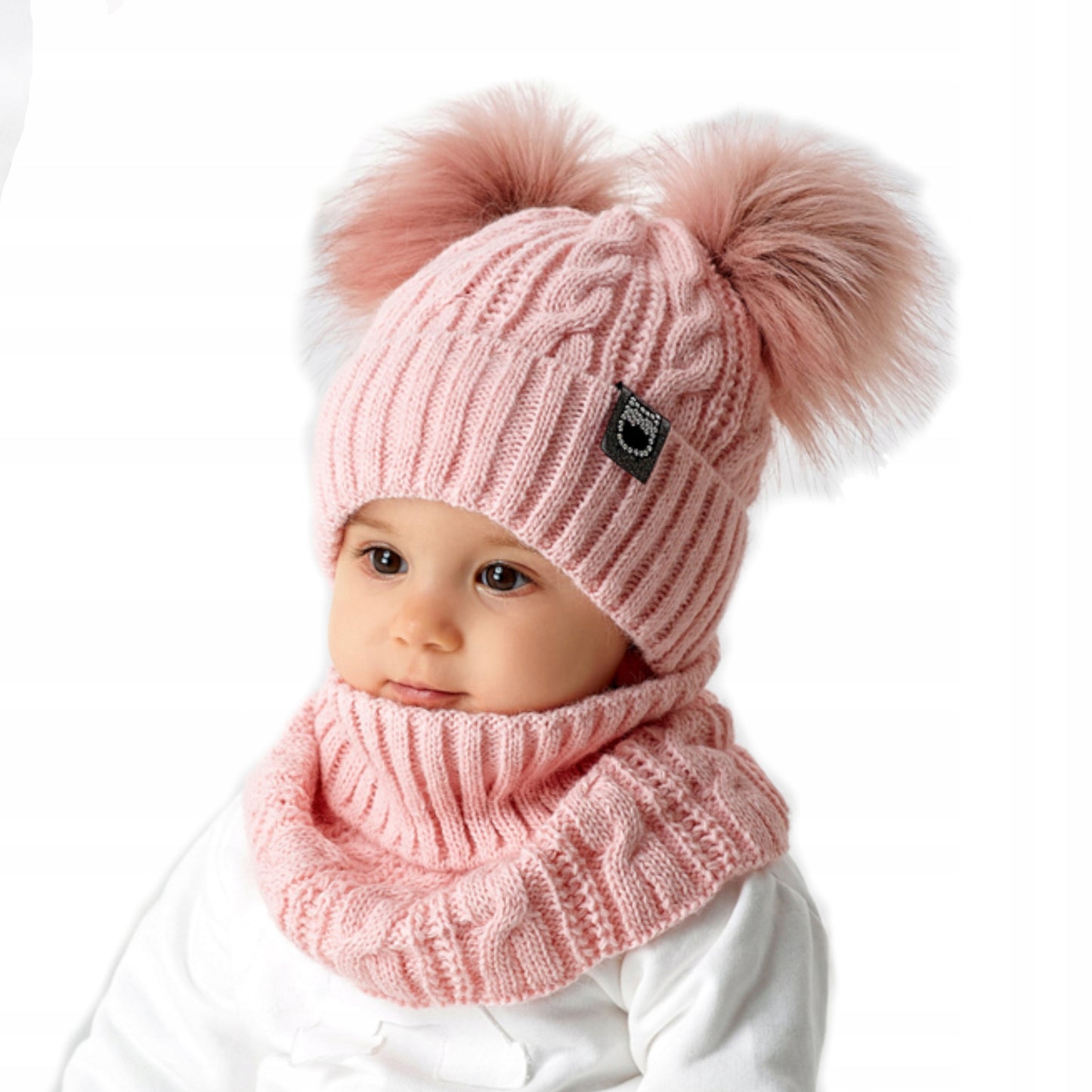 Žieminis kepurės + šaliko komplektas rožinis, dydis 46 - 52 – pagrindinis vaizdas