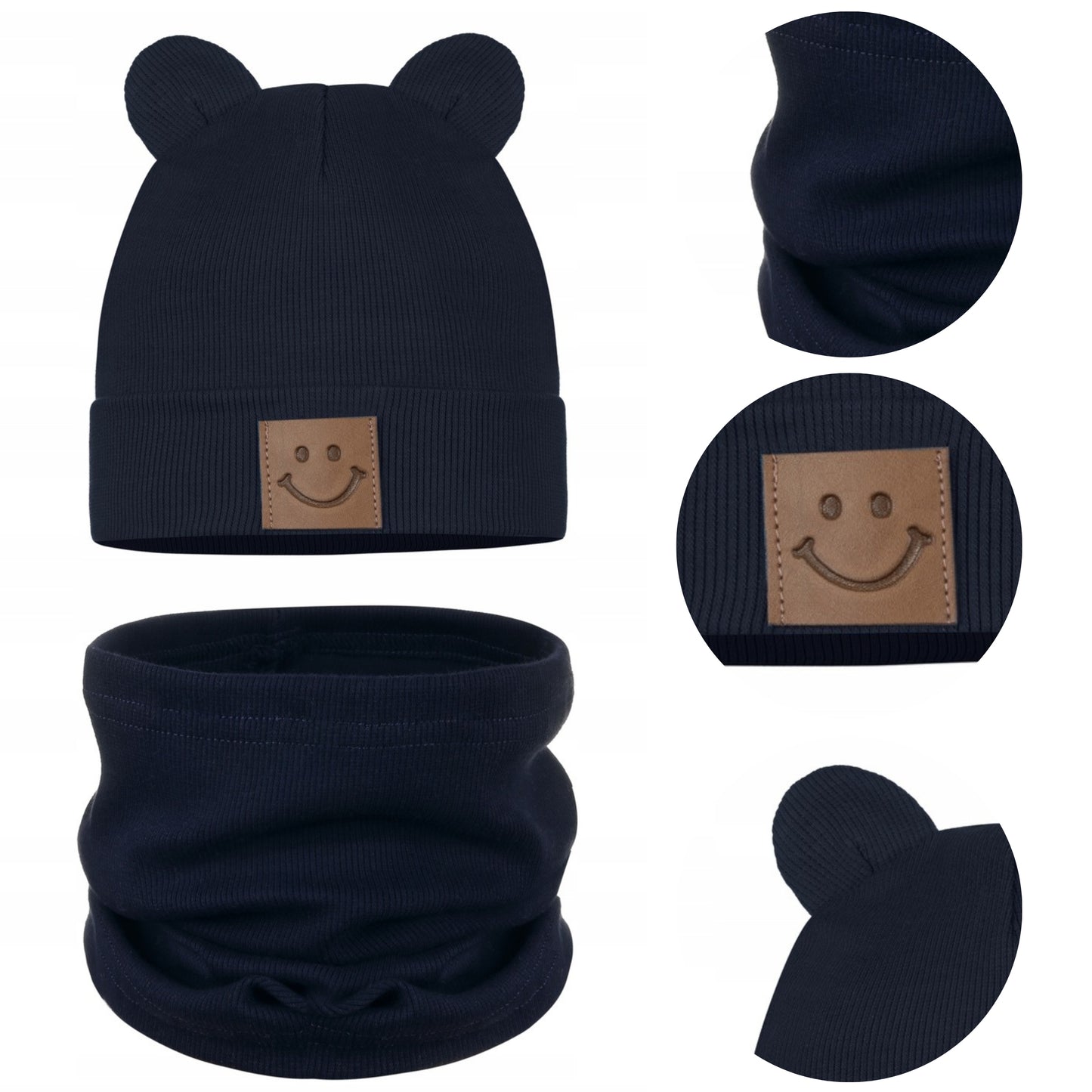 Rudens kepurės ir šaliko komplektas, 95% medvilnė, granato spalvos – vaizdas 2