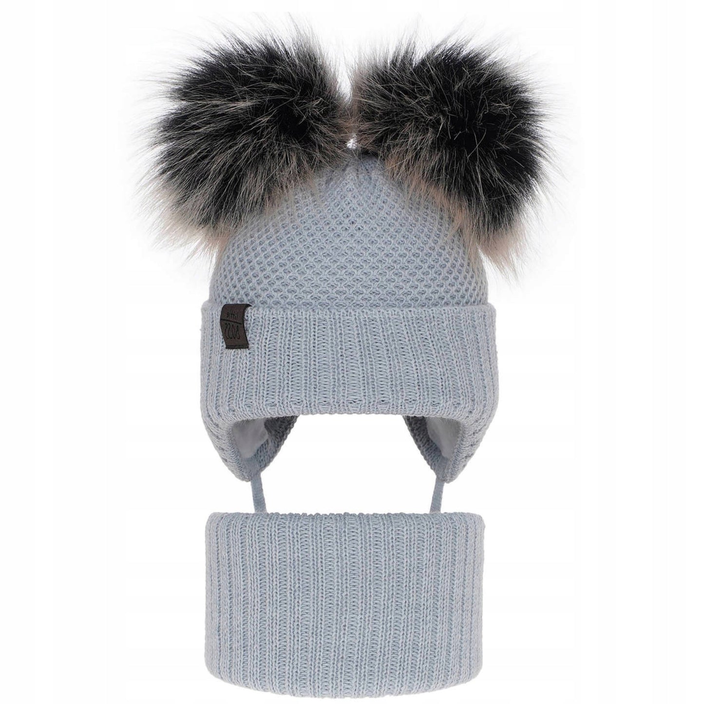 Vaikų žieminis komplektas - kepurė ir šalikas pilkas – pagrindinis vaizdas