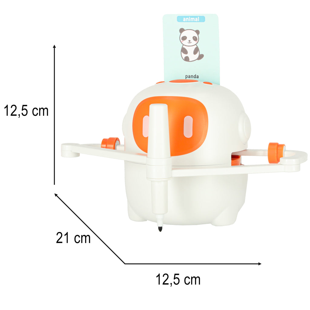 Edukacinis piešimo robotas su kortelėmis ir flomasteriais, 100 kortelių