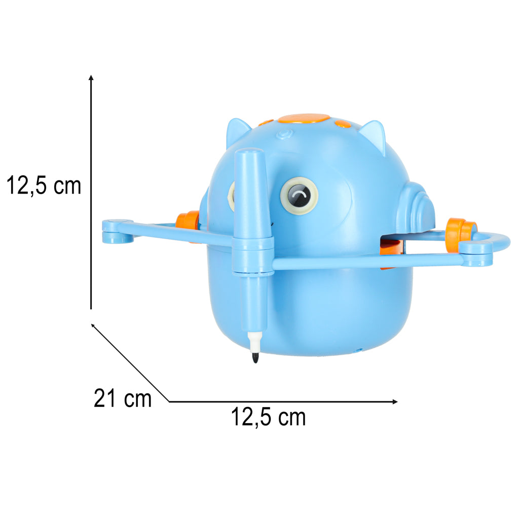 Edukacinis piešimo robotas su kortelėmis ir flomasteriais – mėlynas