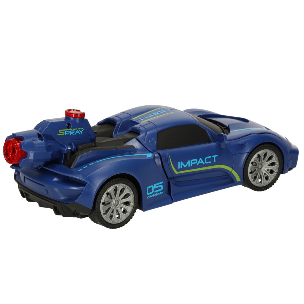 Mėlynas nuotoliniu būdu valdomas transformuojamas robotas-mašina Transformer Revolt Transforming Robot Racer