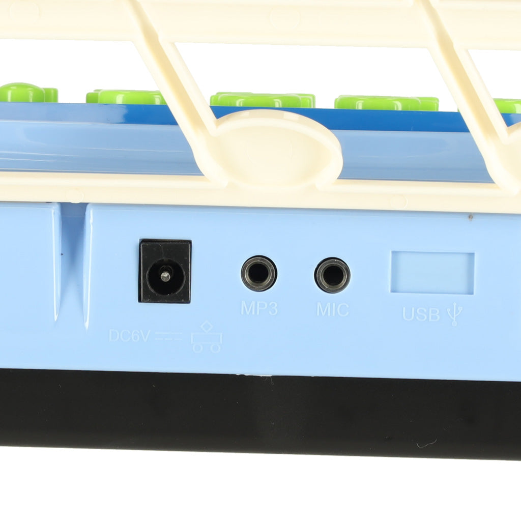 Vaikų interaktyvusis klaviatūrinis pianinas su 37 klavišais, mikrofonu ir stovu, mėlynas