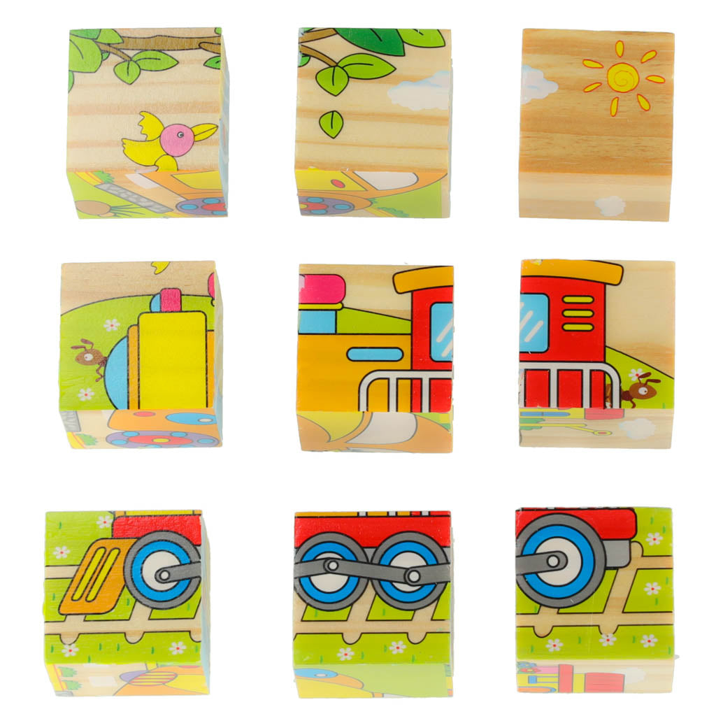 Edukaciniai mediniai dėlionės blokai, Transporto priemonės 9el – vaizdas 3