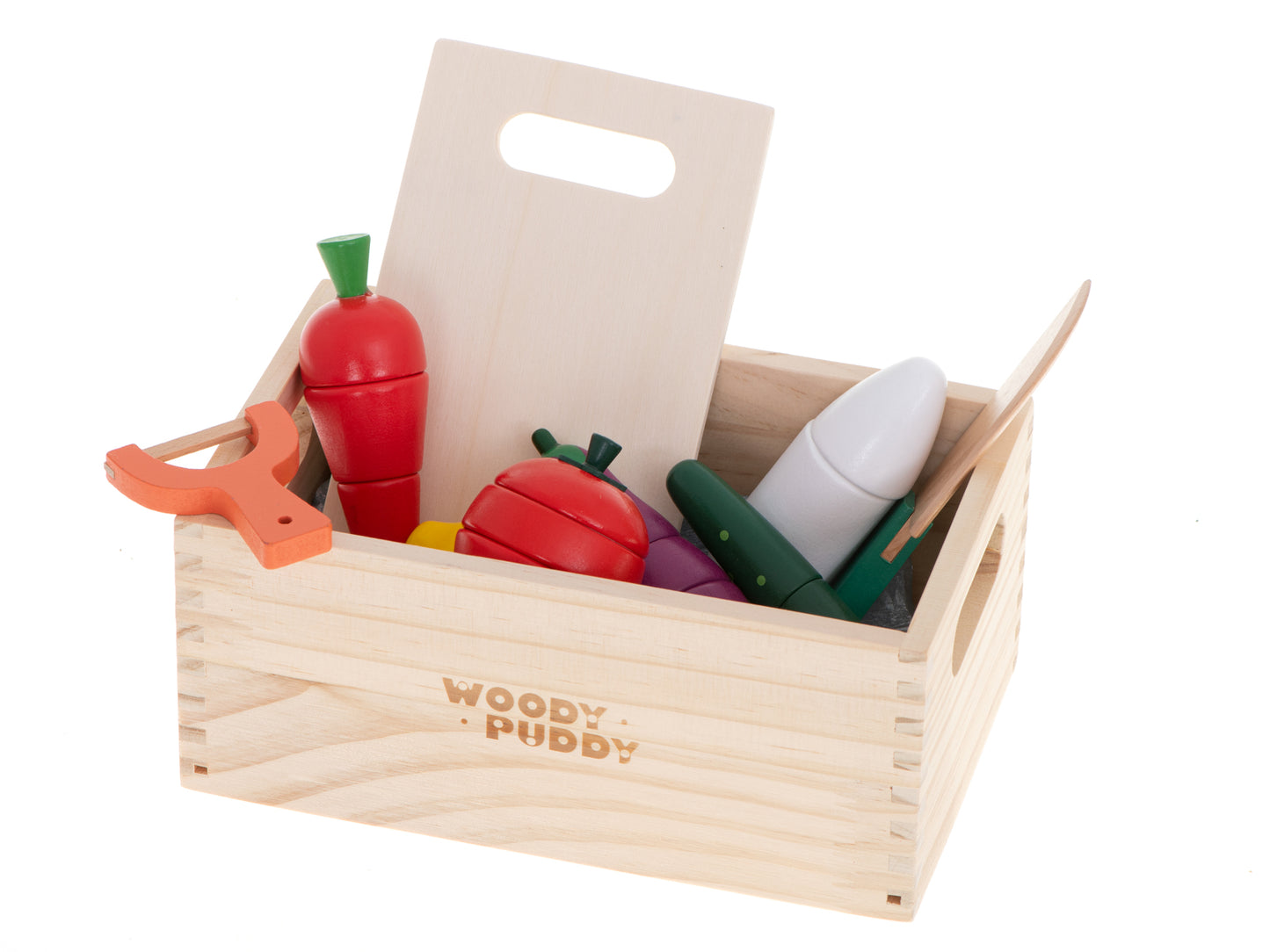 Medinės daržovės, pjaustomos magnetu dėžutėje + priedai – vaizdas 2