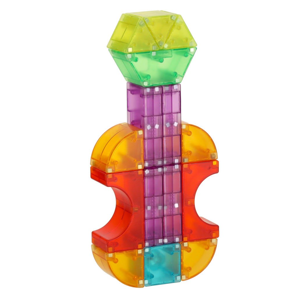 Magnetinės konstravimo kaladėlės su šviečiančiais elementais 3D figūroms, 134 vnt.