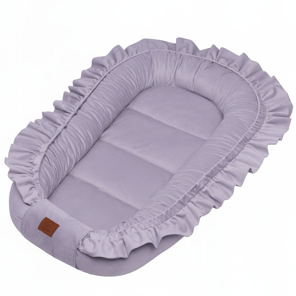 Premium Kūdikių lizdelis iš švelnaus aksominio audinio su dekoratyvine raukšle