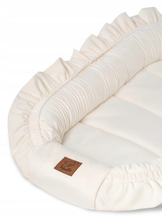 Premium Kūdikių lizdelis iš švelnaus aksominio audinio su dekoratyvine raukšle