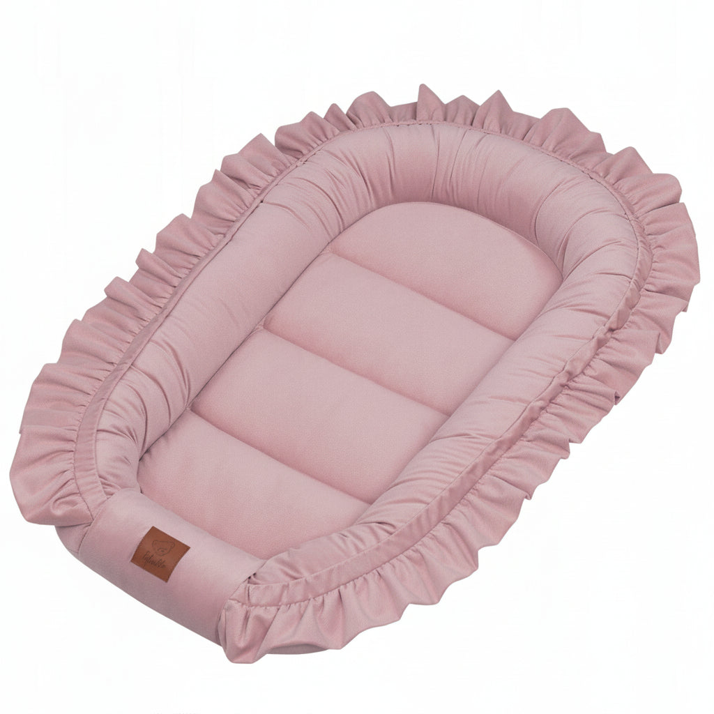 Premium Kūdikių lizdelis iš švelnaus aksominio audinio su dekoratyvine raukšle