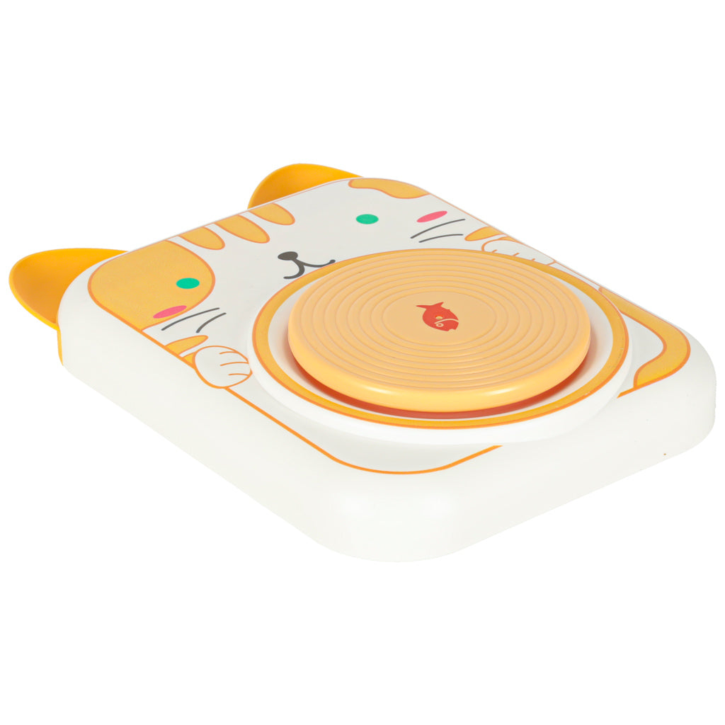 Kūrybinis puodžiaus rato rinkinys su moliu ir dažais, geltonas kačiukas