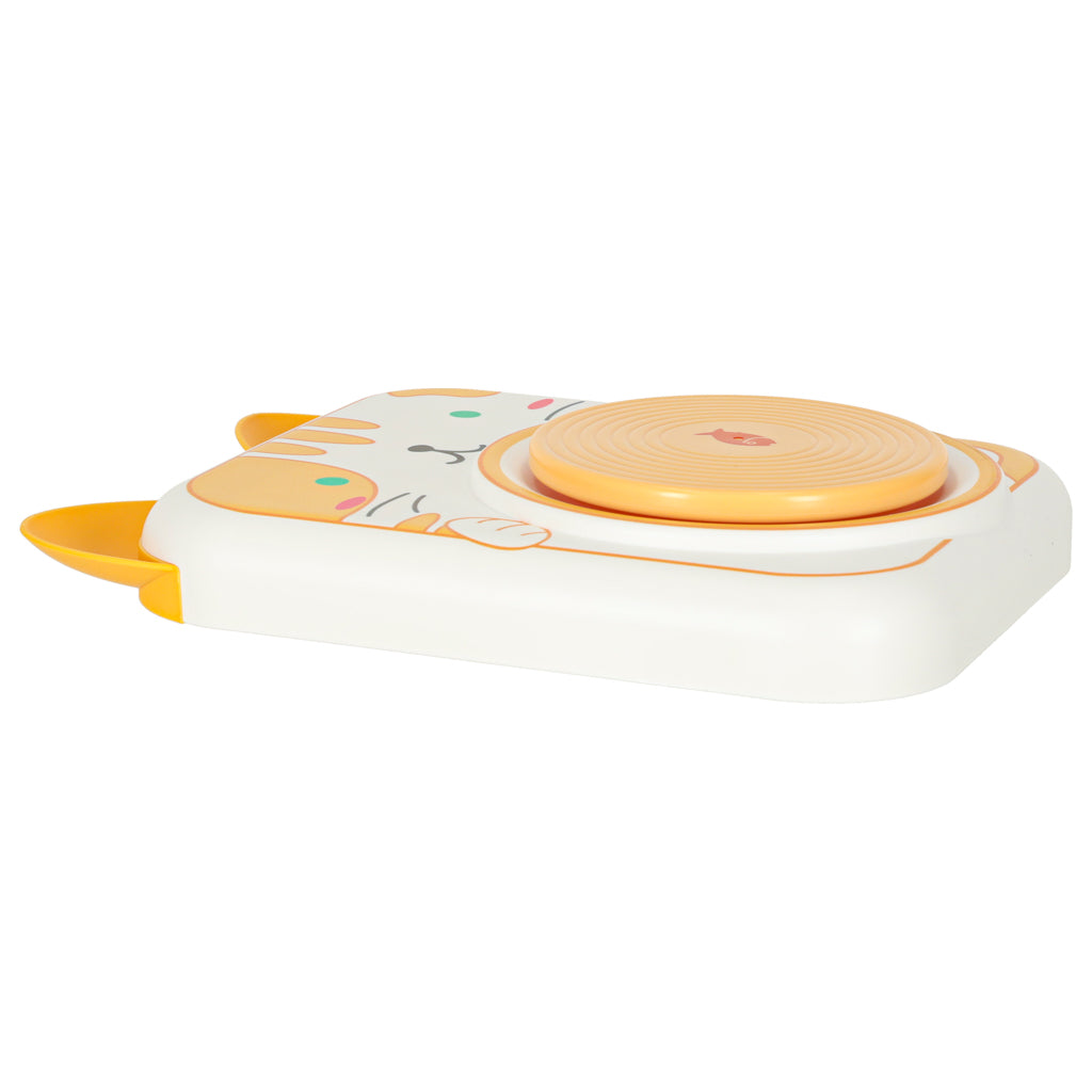 Kūrybinis puodžiaus rato rinkinys su moliu ir dažais, geltonas kačiukas