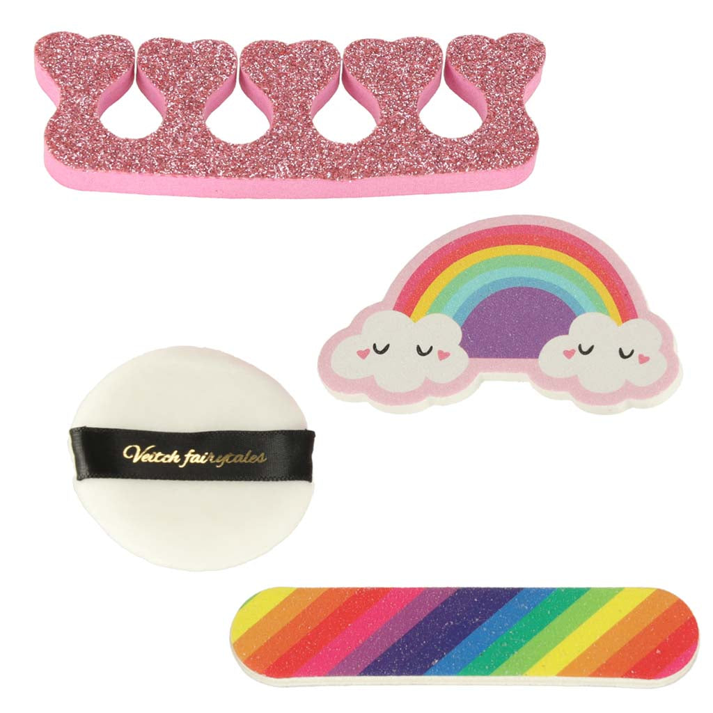 Makiažo kosmetikos ir nagų lakų rinkinys su rankinuku, 21 elementas