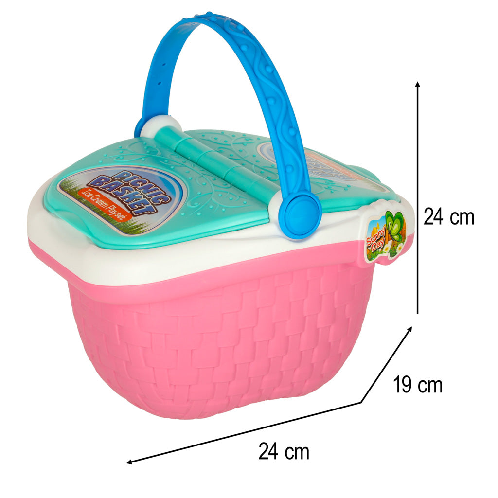 Pastelinių spalvų pikniko krepšys-ledainė vaikams su aksesuarais