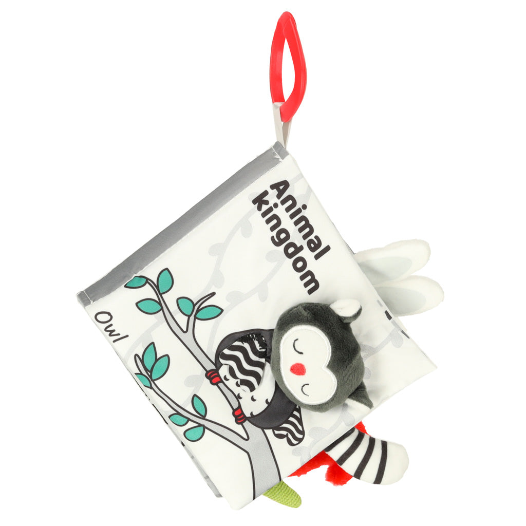 Minkšta sensorinė knygelė su gyvūnų uodegomis „Pelėda“