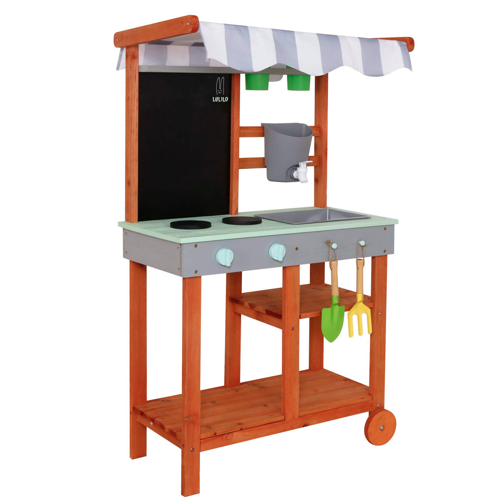 Lulilo Sableto medinė lauko purvo virtuvėlė vaikams su priedais, 110,5 cm