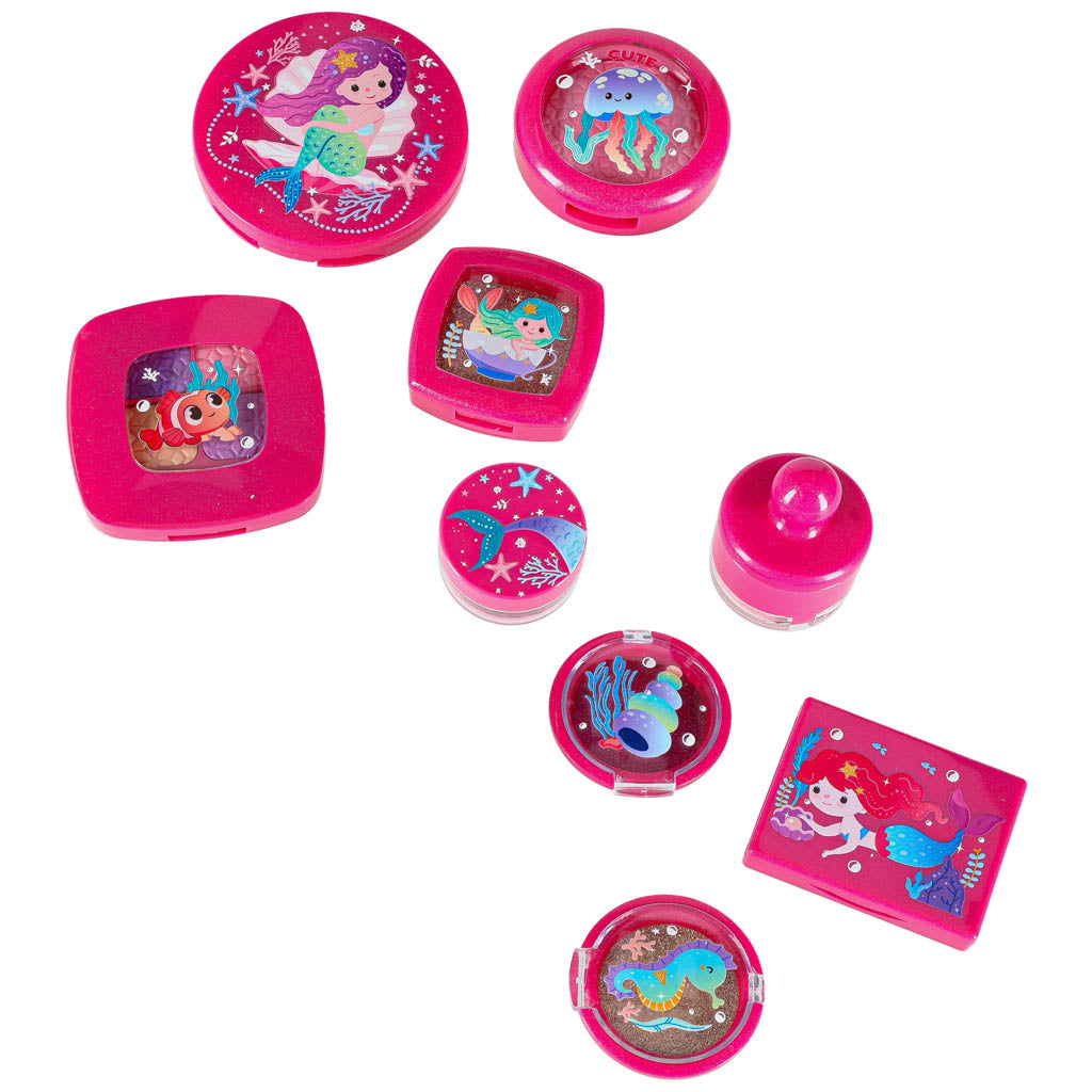 Vaikų makiažo ir nagų dailės kosmetikos rinkinys lagaminėlyje, 22 elementai