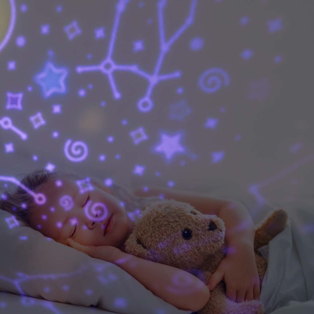 Naktinė LED USB lempa-projektorius su 6 besisukančiais motyvais ir nuotolinio valdymo pulteliu, elniuko dizainas