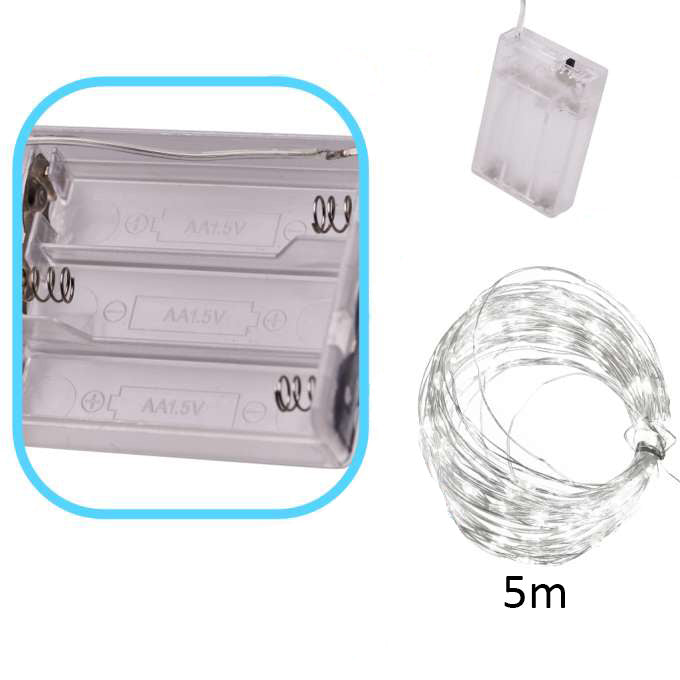 LED girlianda 5 m 50LED, šilta balta – vaizdas 4